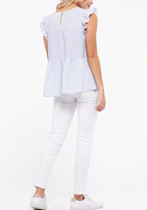 Pismo Flutter cap sleeves striped top