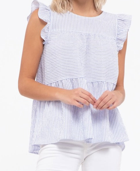 Pismo Flutter cap sleeves striped top