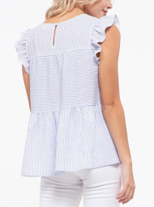 Pismo Flutter cap sleeves striped top